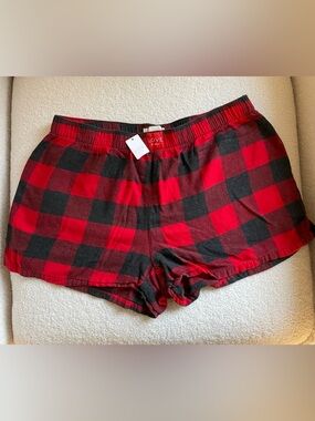 GAP Red and Black Plaid Pajama Shorts
